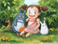 Мей (fan-art  к Tonari no Totoro) (акварель, белая гуашь)